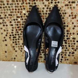 Christian Siriano slip-on black pointed toe heels